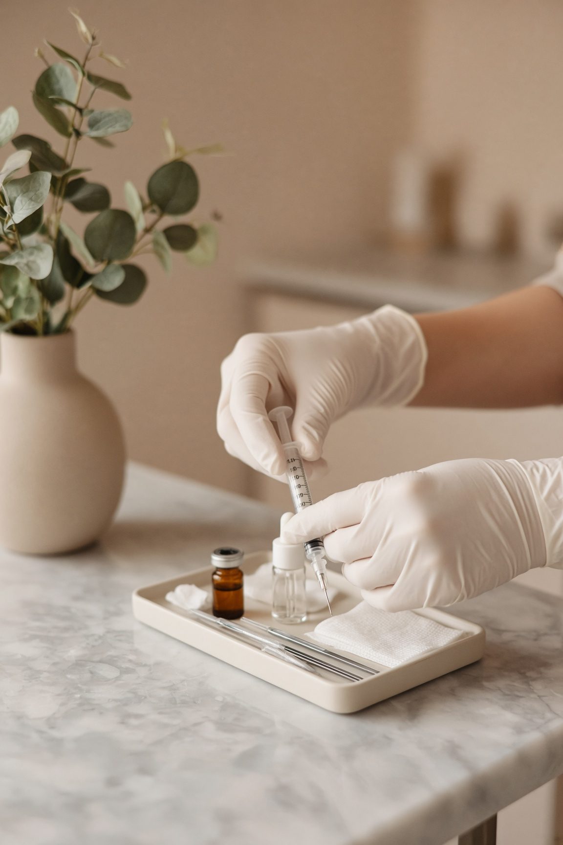 Provider preparing a treatment at Lumière
